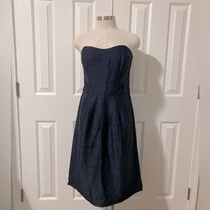 Watters & Watters Navy Silk Dress with Sweetheart neckline